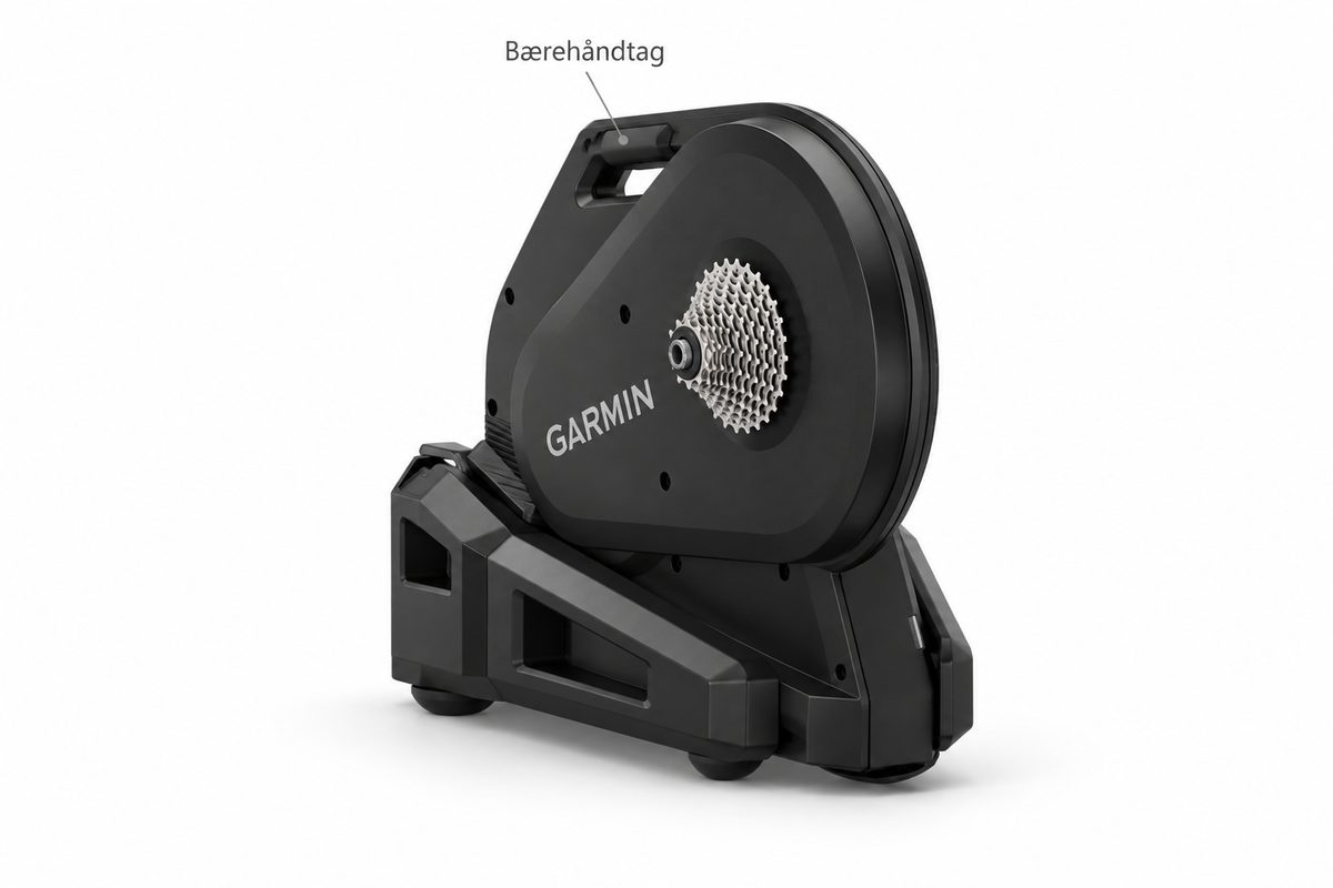Tacx Nēra foldet sammen med bærehåndtag (AI-illustration)