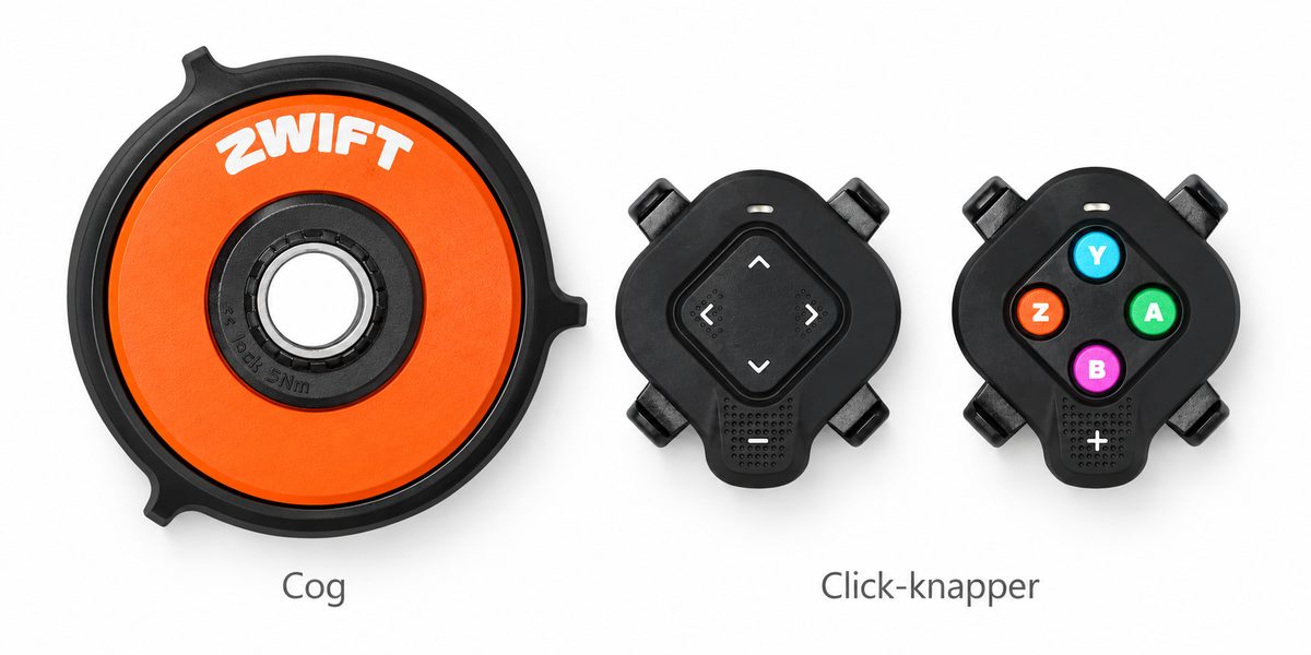 Zwift Cog og Click-knapper (AI-illustration)